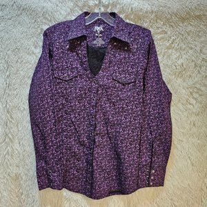 Wrangler Women's Long Sleeve Shirt Rock 47 Purple and Black Brushpopper (S) NWOT